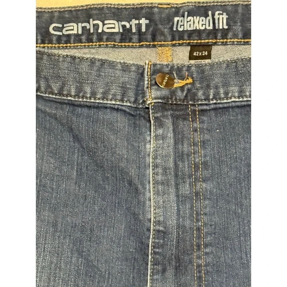 Carhartt Relaxed Fit Jeans Mens 42x34 Blue Denim Medium Wash ‎ (42x32 Actual) - Picture 6 of 7